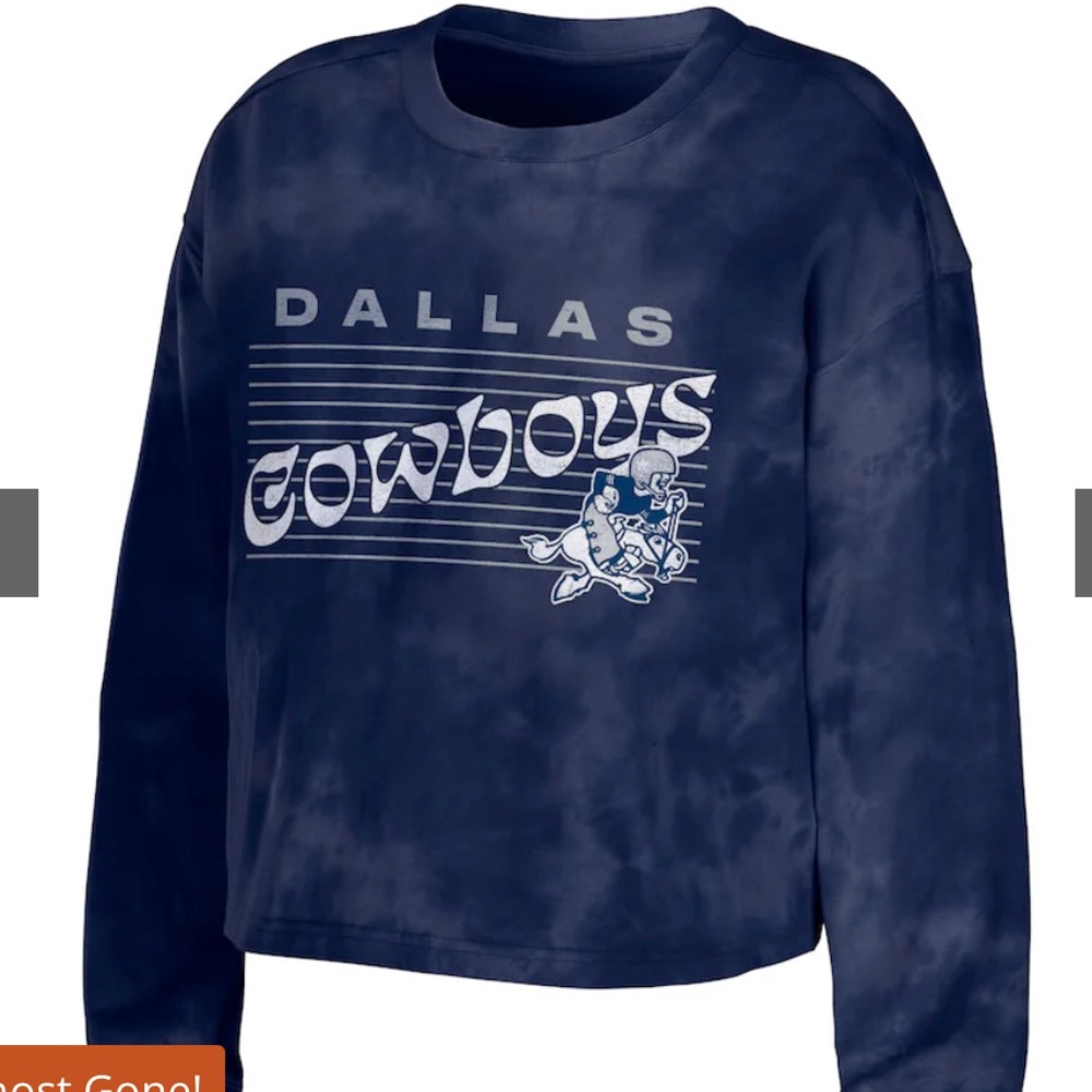 WEAR by Erin Andrews Navy Dallas Cowboys Cropped Pullover Sweatshirt